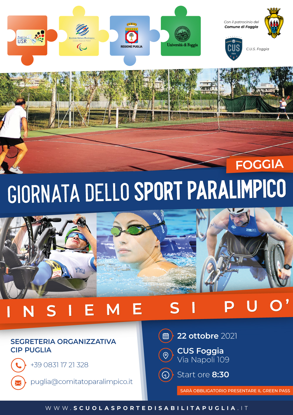 COMUNICATO STAMPA: Giornata dello Sport Paralimpico -Insieme si può FOGGIA 22 ottobre 2021